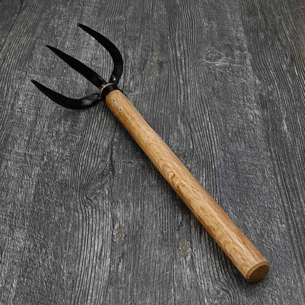 Japanese 3 Prong Hand Cultivator Rake bottom view