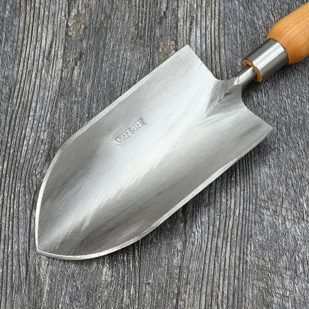 Sneeboer Half Round Transplanting Trowel Bulb Handle blade detail