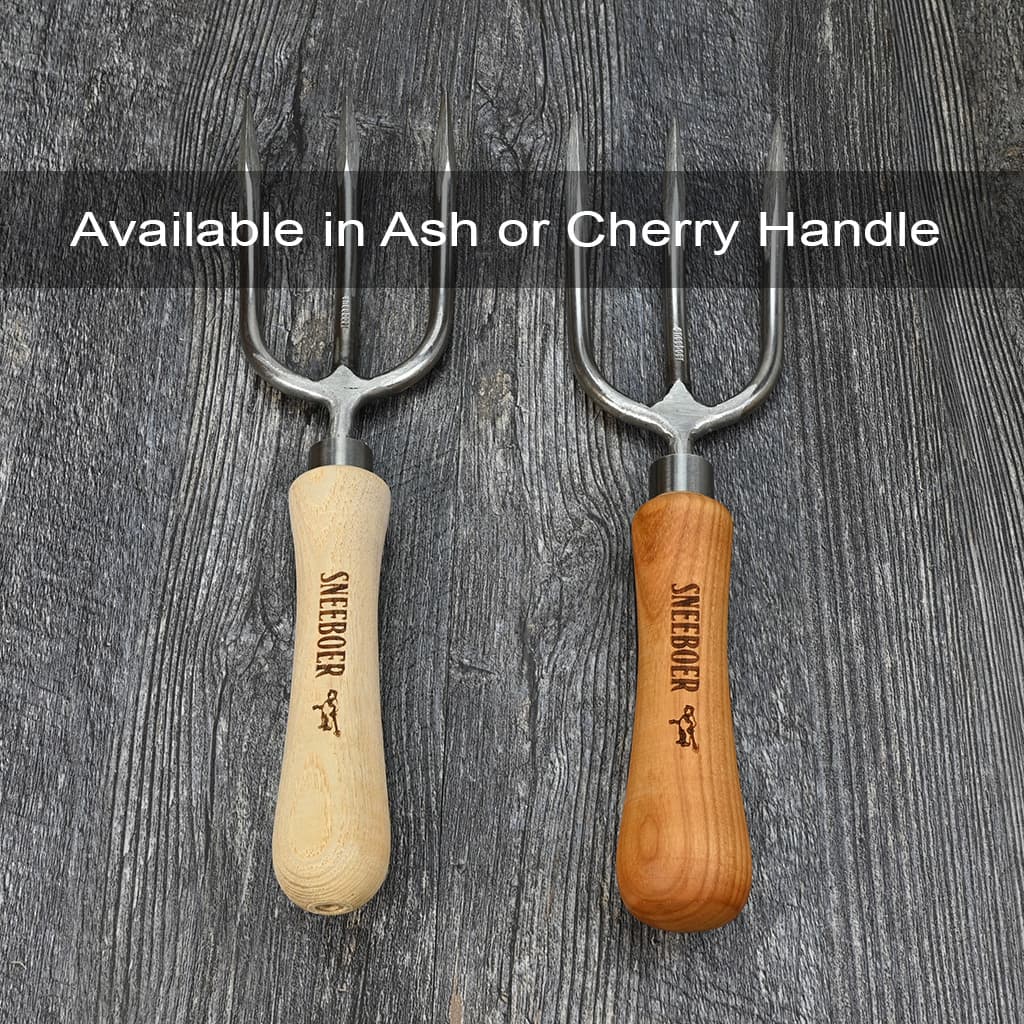Sneeboer Round Tine Garden Hand Fork handle wood choice