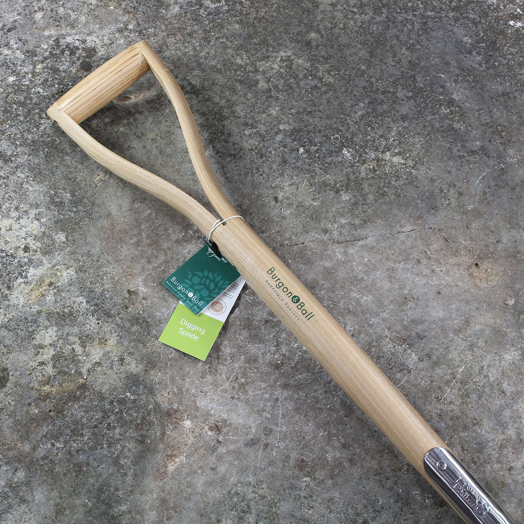 Garden Digging Spade by Burgon and Ball - ash hardwood handle