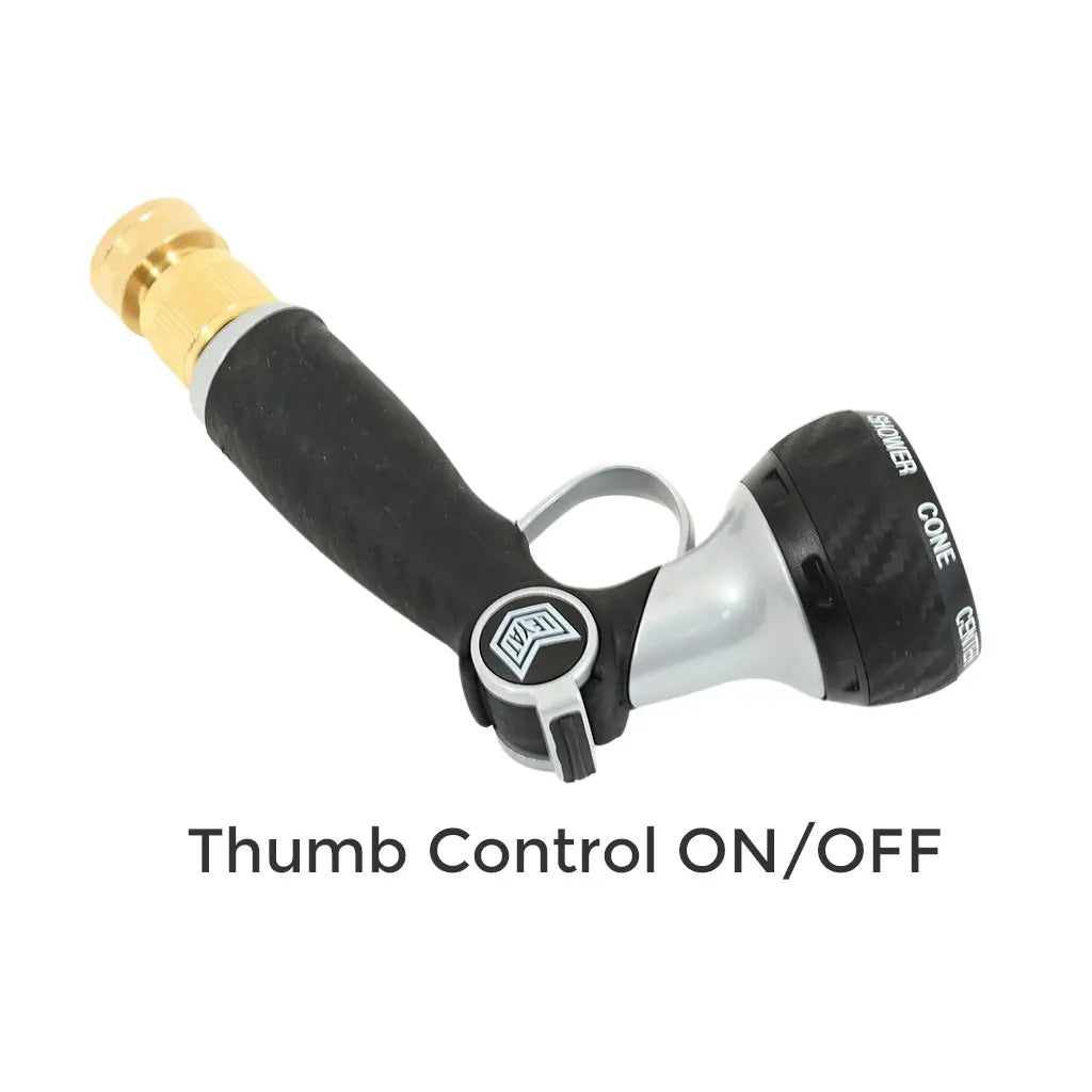 7 Pattern Water Hose Nozzle by Leyat with thumb control ON/OFF