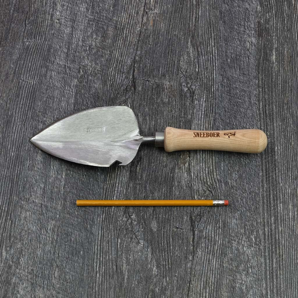 Sneeboer Garden Transplanting Trowel with Bottle Opener - size comparison