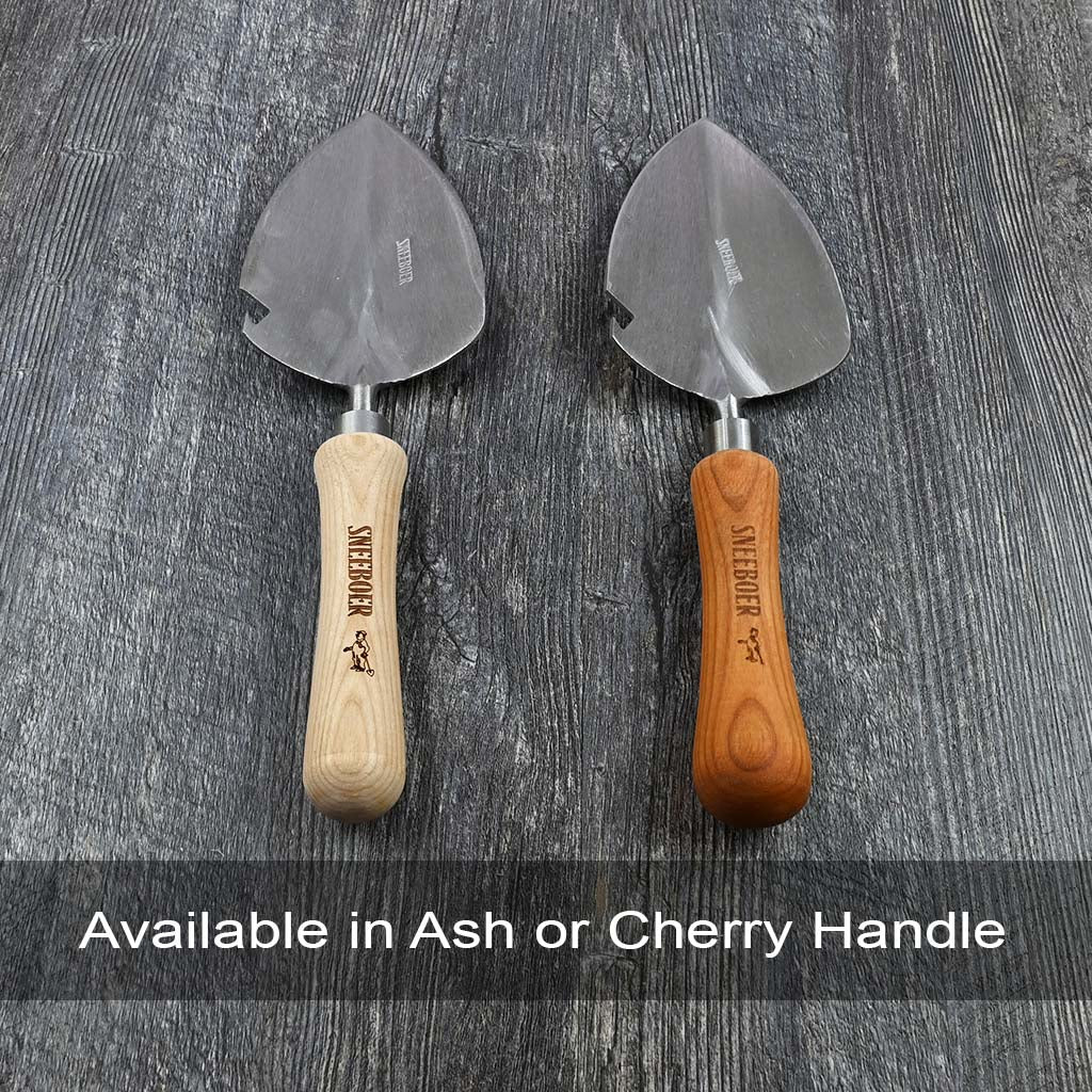 Sneeboer Garden Transplanting Trowel with Bottle Opener - ash or cherry hardwood handle