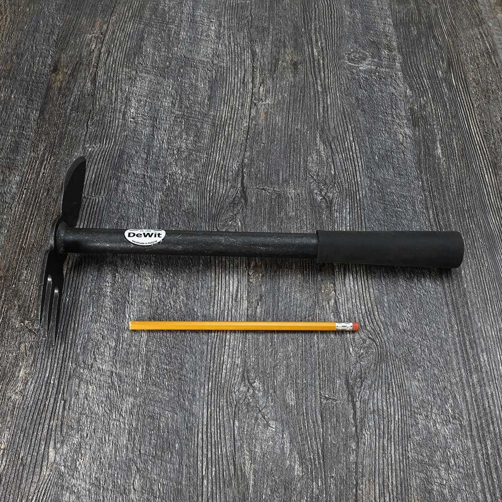 DeWit Combo Hoe w/ 3-Tine Cultivator and Heart Blade - size comparison