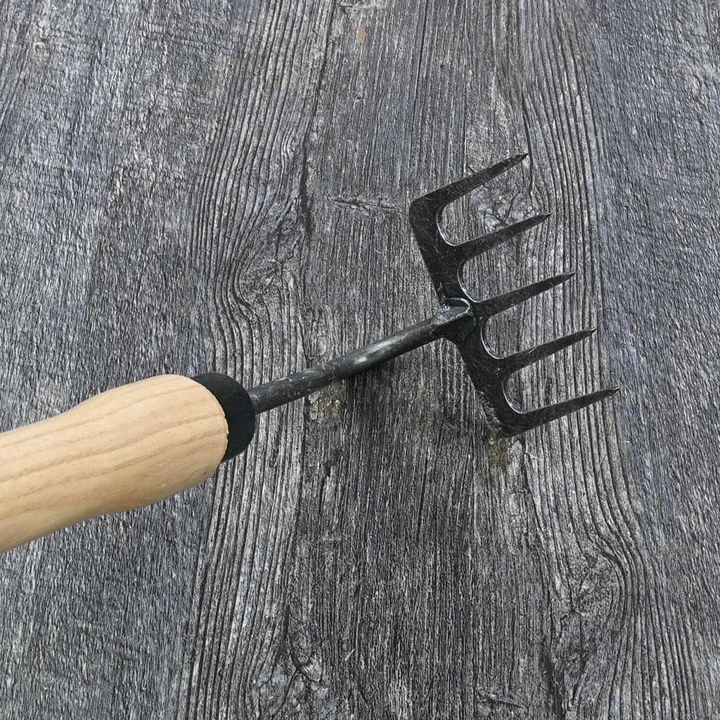 DeWit Drop Grip 5-Tine Rake - tines detail