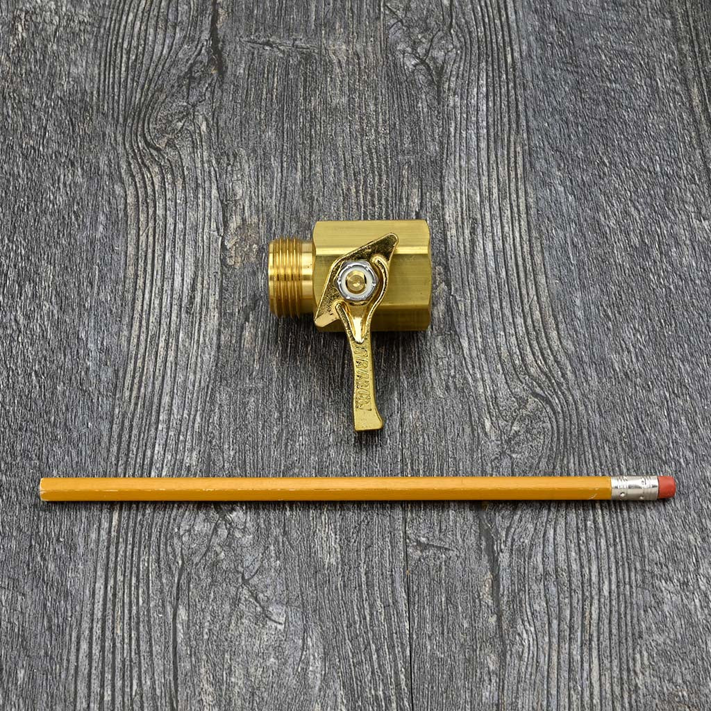 Garden Hose Shut-Off Valve by Dramm size comparison