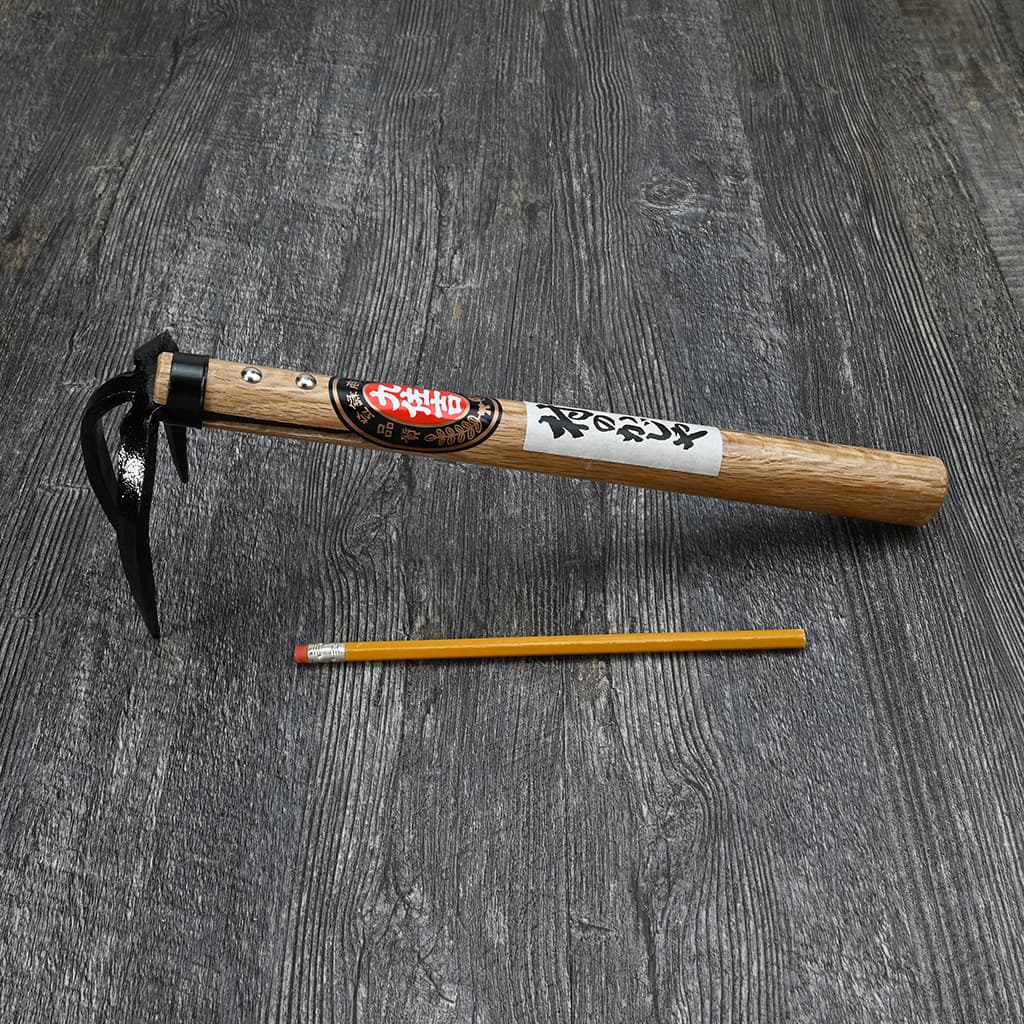 Japanese 3 Prong Hand Cultivator Rake size comparison