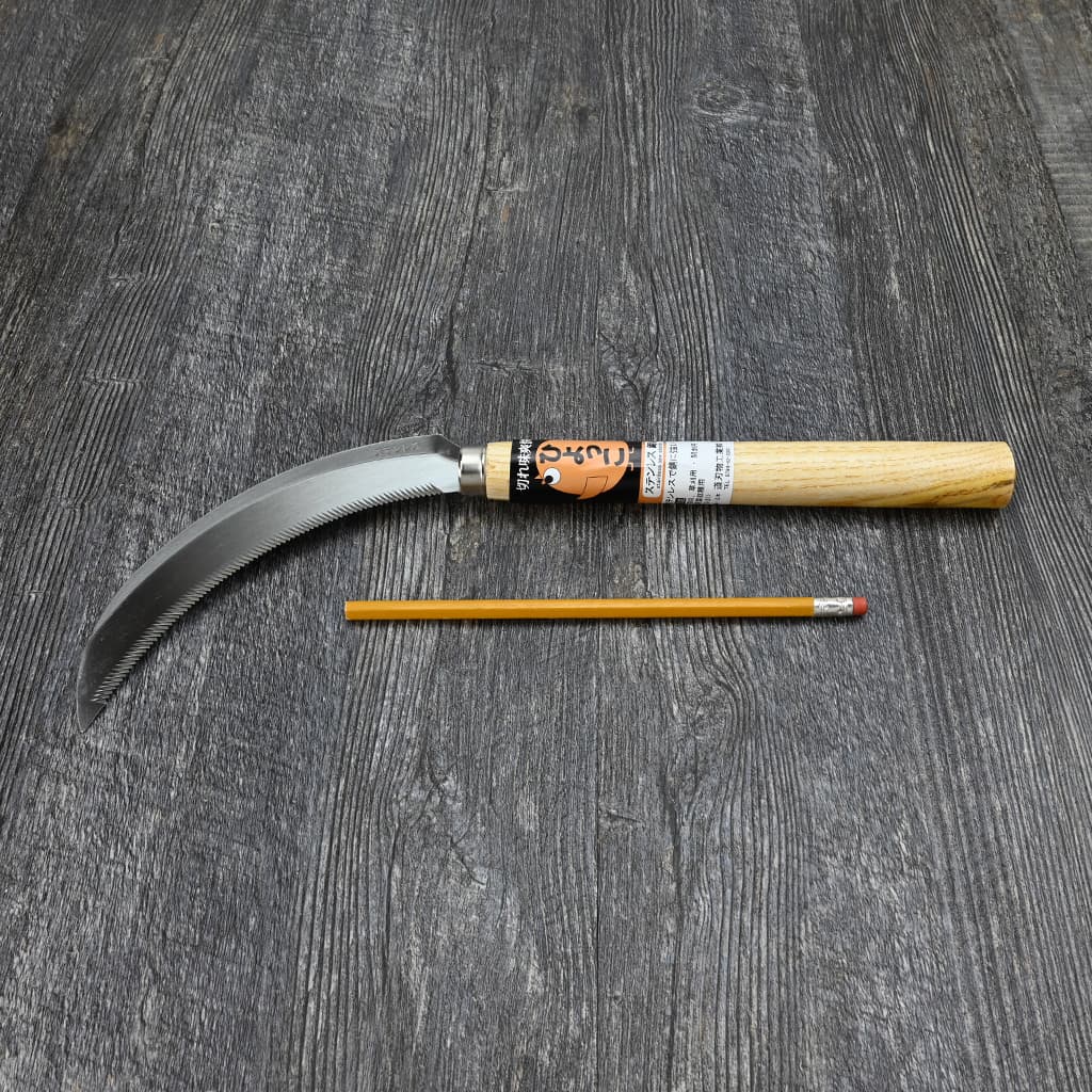 Japanese Stainless Steel Serrated Blade Hand Sickle size comparison