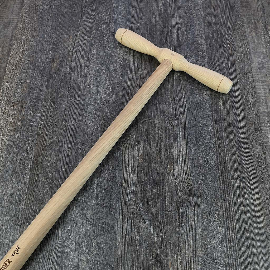 Sneeboer Garden Edging Knife with Steps - wide comfortable ash T handle