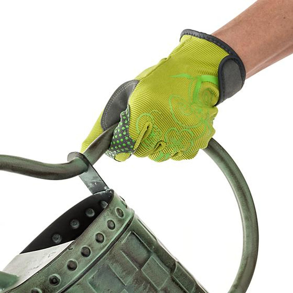Artisan Garden Gloves holding watering can