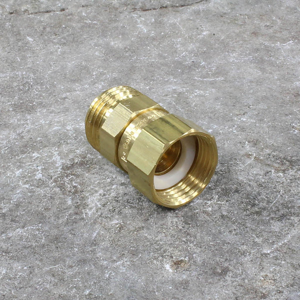 Brass Garden Hose Swivel by Dramm - end view