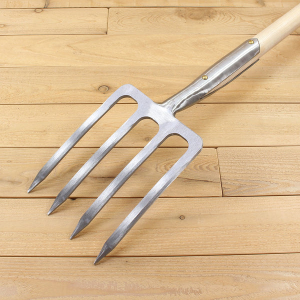 Large Garden Digging Fork with D-Handle by Sneeboer - fork back view