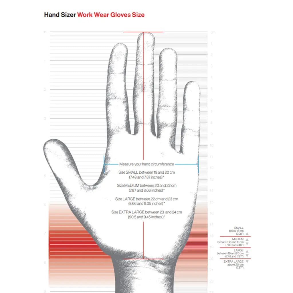 Felco glove sizing chart