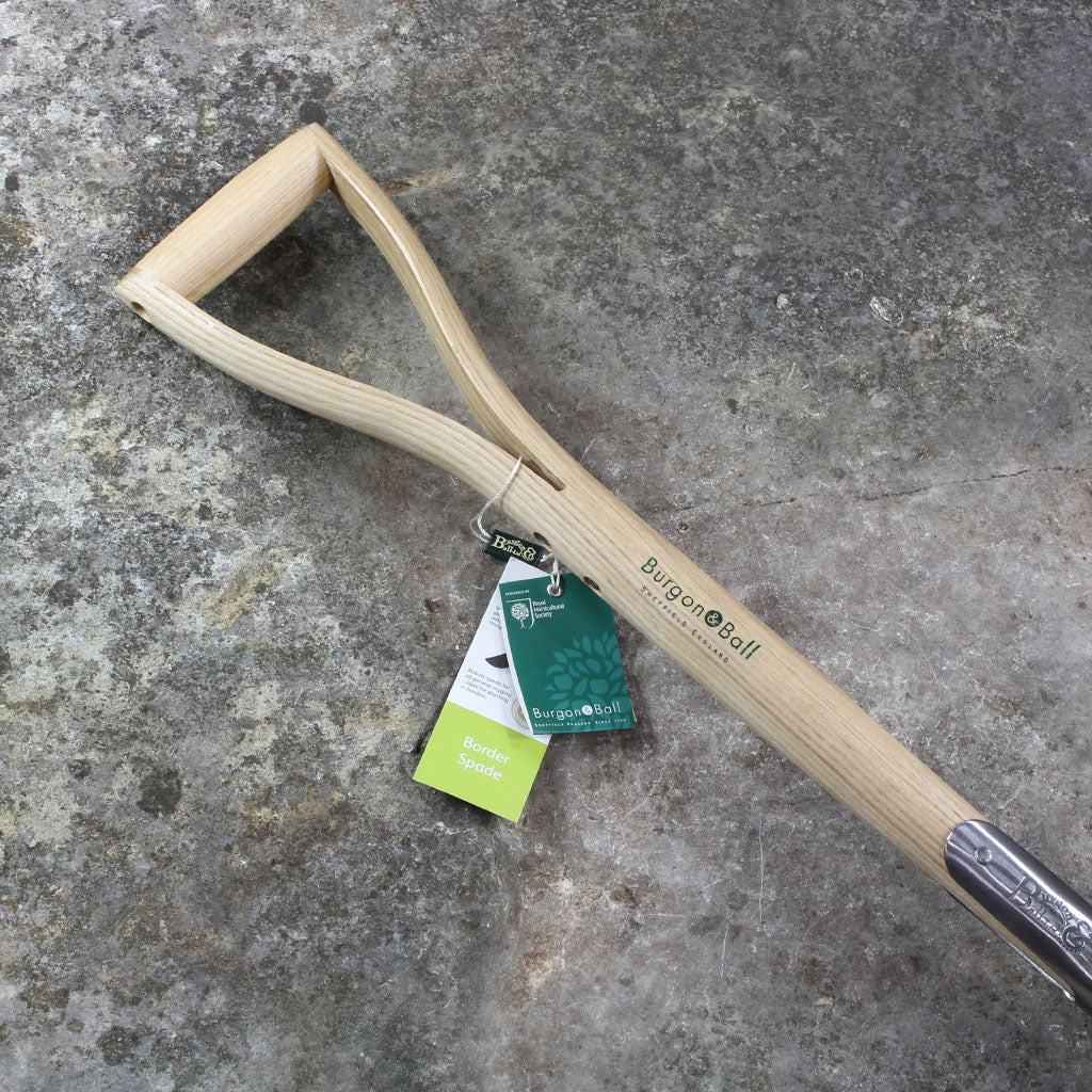 Border Garden Spade by Burgon and Ball - ash hardwood handle