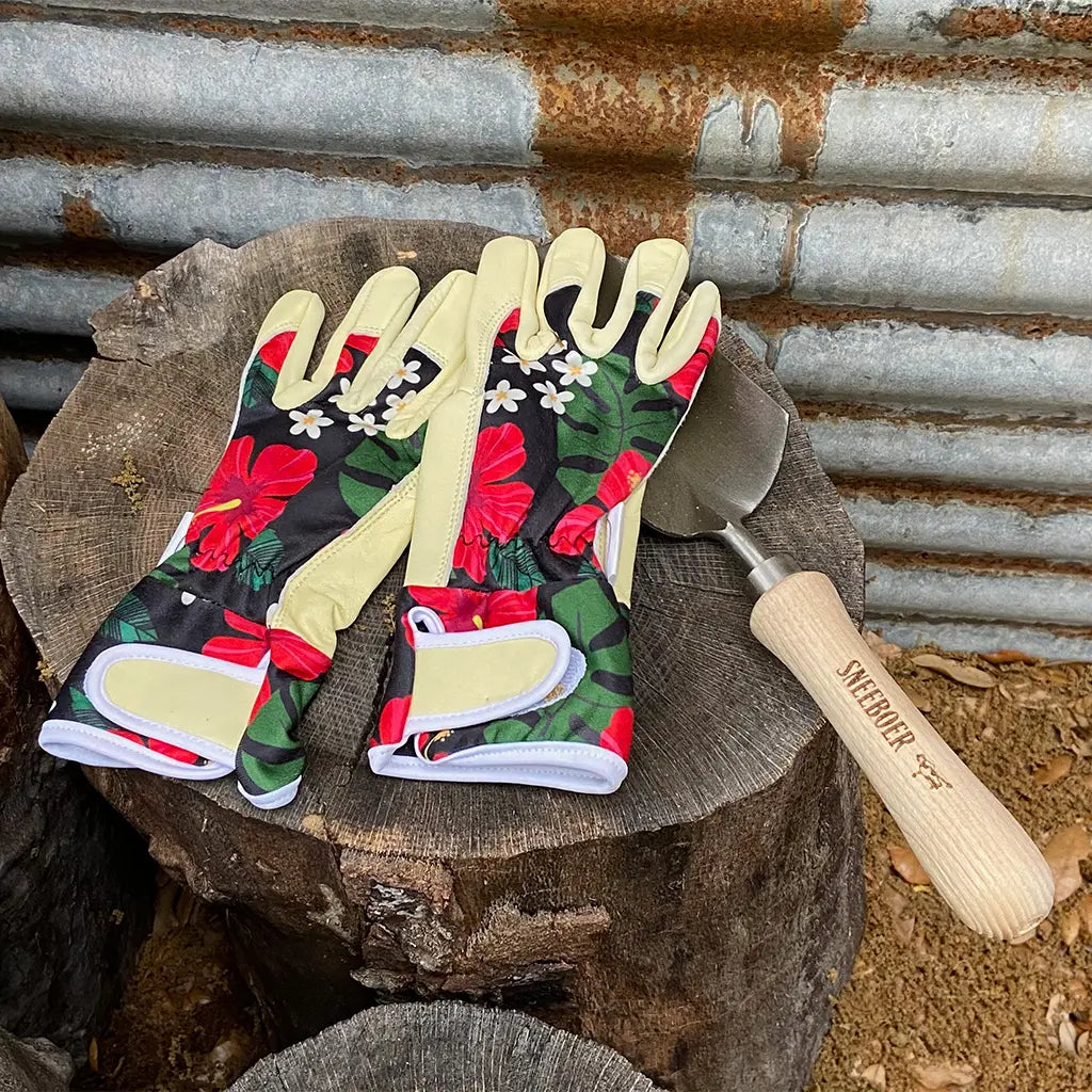 Hibiscus Gardening Gloves -in garden
