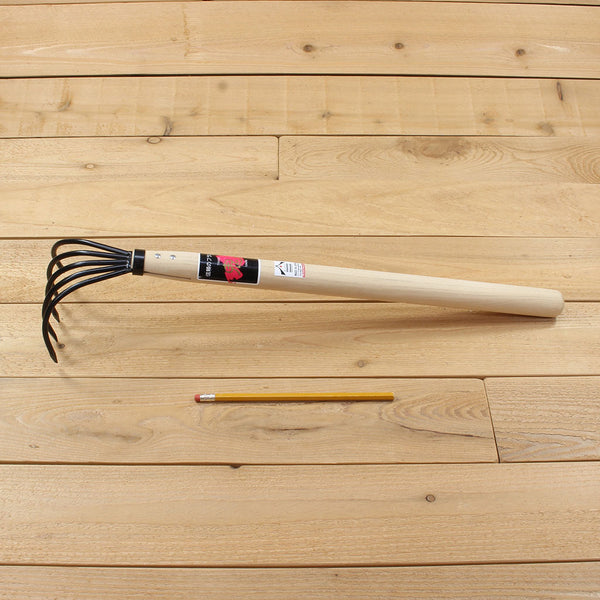 Japanese Mid-Handle Ninja Rake - size comparison