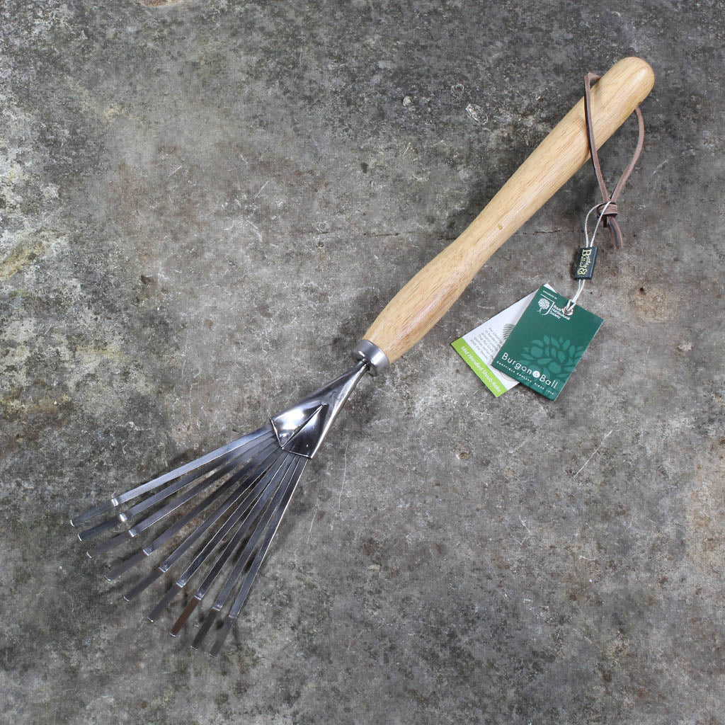 Mid-Handle Shrub Rake by Burgon and Ball - bottom view