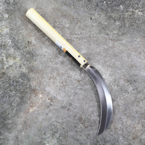 Japanese Stainless Steel Serrated Blade Hand Sickle - back view